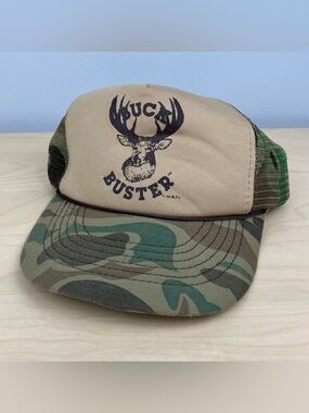 Vintage Buck Buster Mesh Back Snapback Trucker Hat Camouflage Hunting Cap